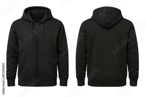 Black jumper jacket mockup, white isolated background