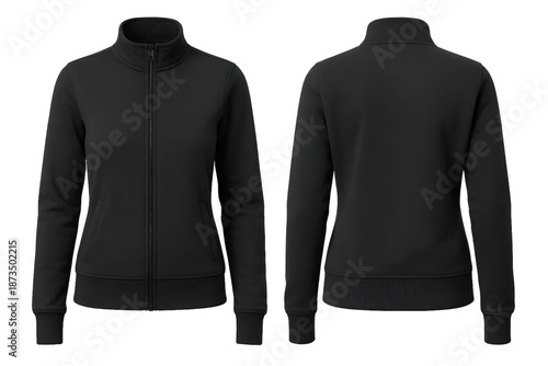 Black women's jacket mockup, white isolated background