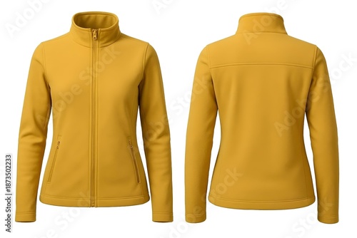 Yellow women's  jacket mockup, white isolated background