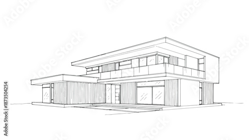 Modern minimalist waterfront villa with cantilever design