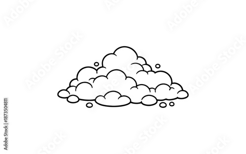 Simple line drawing of a pile of fluffy soap bubbles on a white background