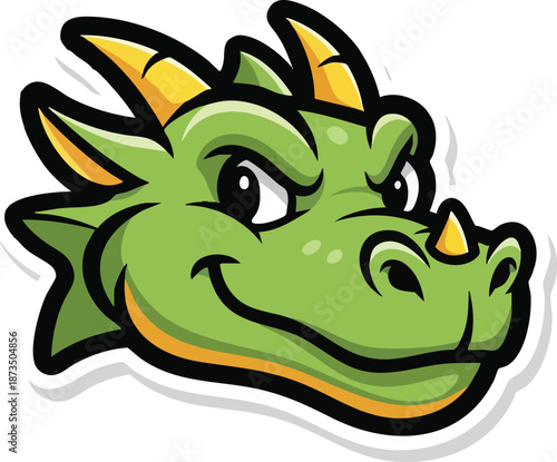 Abstract green and yellow shapes with black outline on white