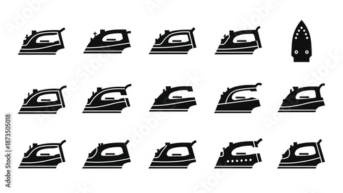 Collection of iron icons in various designs and styles.