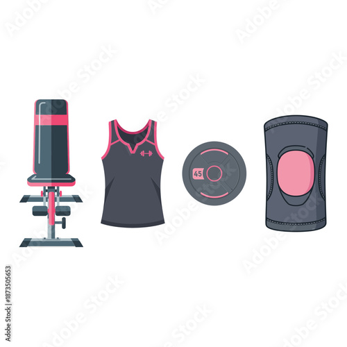 Gym Equipment and Accessories Icon Set