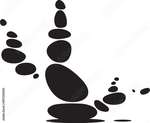 Balanced stones stacked in a meditative peaceful arrangement style