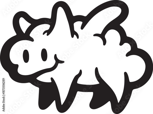 Cute cartoon sheep with a happy smiling face expression