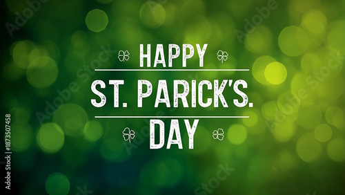 Green bokeh background with the text 