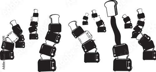 Collection of various black seatbelts on white background illustration