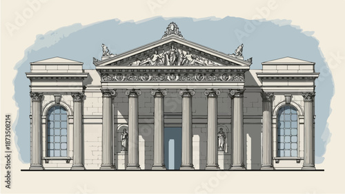Classic greek revival architecture building with columns