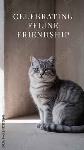 Celebrating Feline Friendship - Text Overlay Design