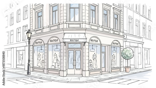 Corner shop storefront with classic european architecture