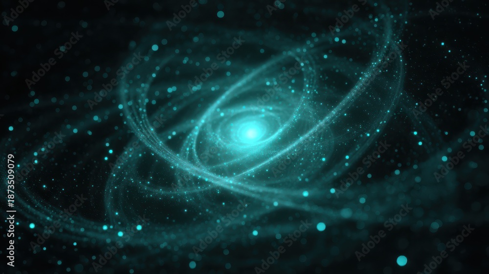 Obraz premium A mesmerizing swirl of cosmic energy and teal light in a galaxy.