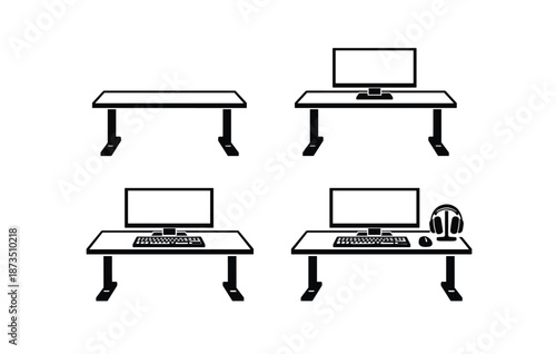 Evolution of a workspace: from empty desk to fully equipped computer setup