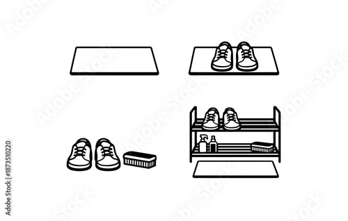 Shoe organization steps with shelf and accessories