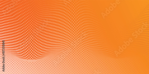 Vibrant Orange Abstract Background With Yellow Dots And Fluid Wave Pattern For Modern Design Projects eps10