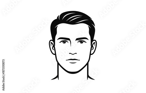 Illustrated portrait of young caucasian male with short hair