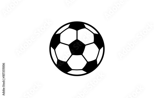 Classic black and white soccer ball icon on white background