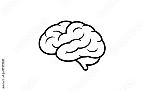 Simple line drawing of a human brain outline on white background