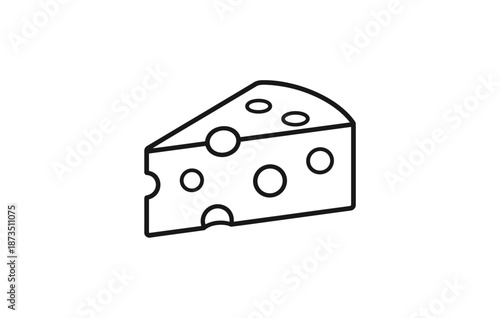Outline of swiss cheese wedge with holes on white background