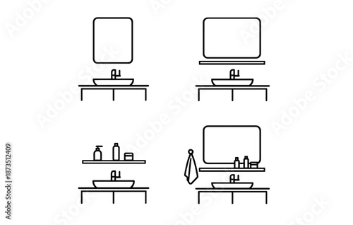 Minimalist bathroom vanity designs with sinks and mirrors