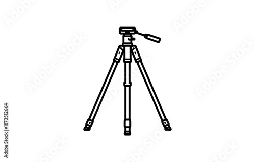 Minimalist black and white tripod line art illustration