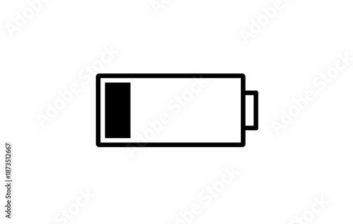 Minimalistic low battery icon in black and white design