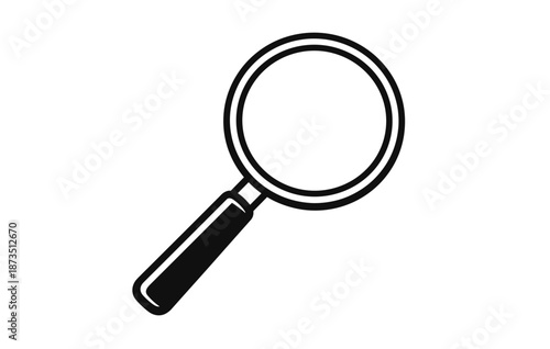 Magnifying glass icon: simplistic black and white design