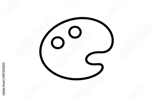 Simple black and white line drawing of an artist's palette
