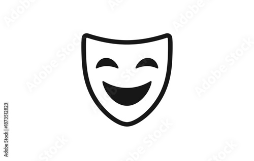 Happy theater mask icon symbolizing joy and comedy in performance arts