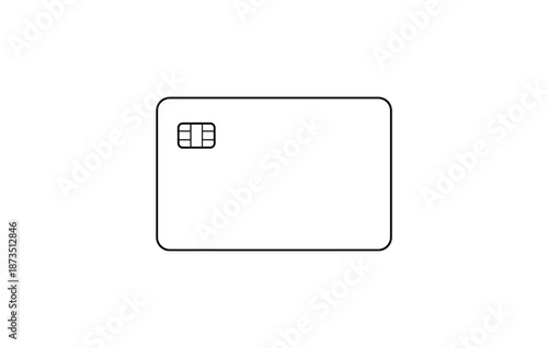 Simple white credit card with chip on blank background