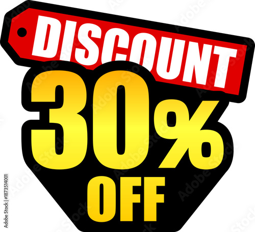 30％オフのセールを表すディスカウントラベル　30 Percent Off Discount Label – Special Offer Sale Tag
