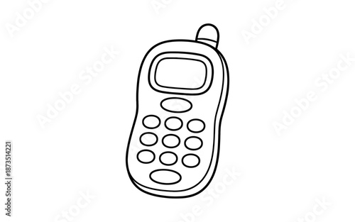 Simple outline drawing of a classic mobile phone with antenna and keypad