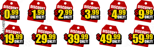 Discount price tag　0.99 Dollars/1.99 Dollars/2.99 Dollars/3.99 Dollars/4.99 Dollars/9.99 Dollars/19.99 Dollars/29.99 Dollars/39.99 Dollars/49.99 Dollars/59.99 Dollars ONLY
