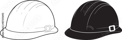 helmet hardhat safety icon vector outline and filled construction