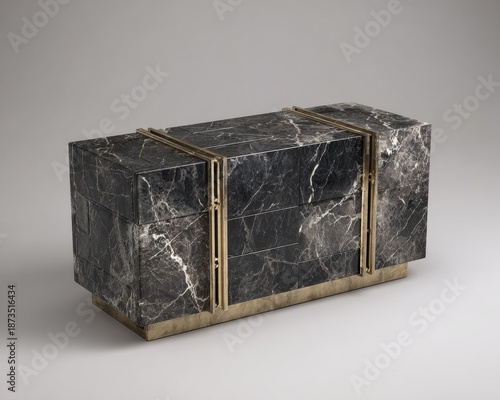 Modern Black And Gold Marble Console Table