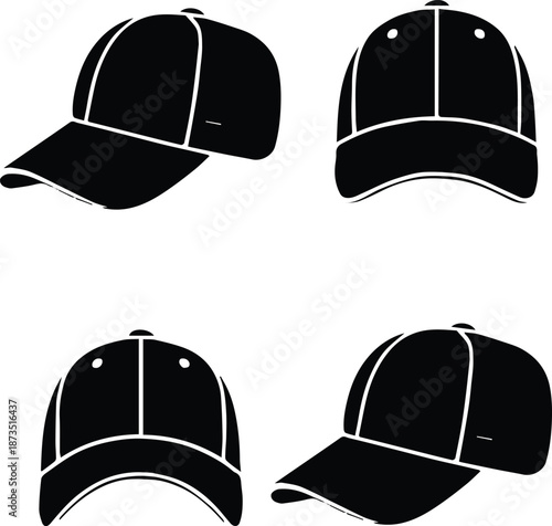 cap gray crown gray brim adjustable back view vector set