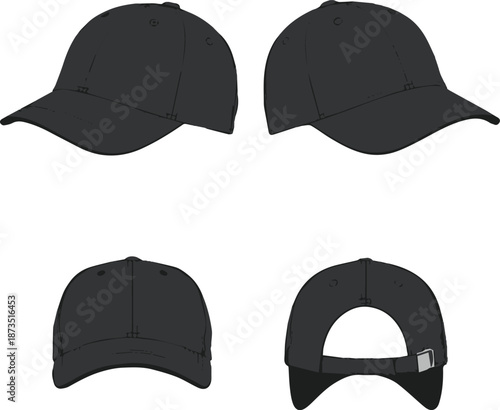 cap front back views vector mockup for product design