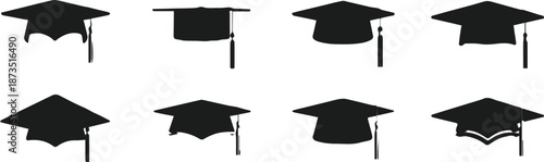 graduation caps variety eight mortarboard silhouettes and trims