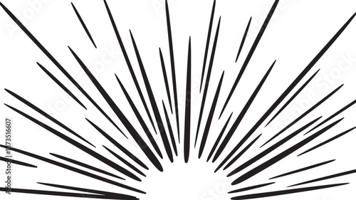 Black lines radiating from center on white background illustration