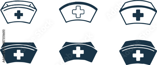 nurse cap icon collection six medical hat cross graphics