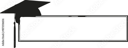 graduation cap badge rounded rectangle frame for announcement