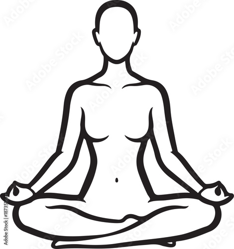 Woman in meditation sitting in lotus position serene calm