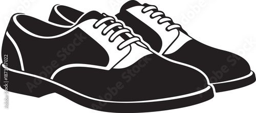 Black and white illustration of men's dress shoes