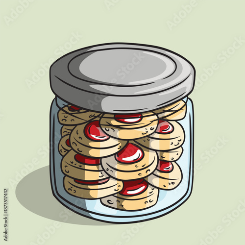 Indonesian Thumbprint Cookies in Glass Jar for Eid al-Fitr Celebration