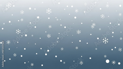 Snowflakes falling on a gradient blue background with white snowflakes and dots with winter and frosty and ice and crystal and cold