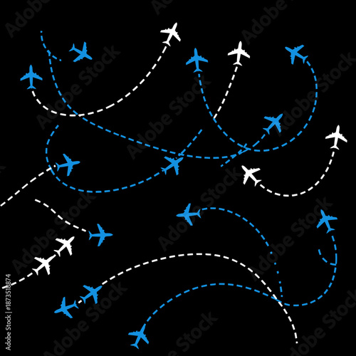 Airplanes Flying in Formation Paths.