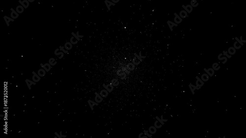 Animated design of stars and constellations moving to the front of the screen against a black background