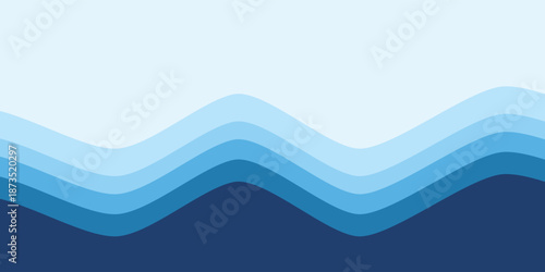 Blue water wave line deep sea pattern background banner vector illustration.
