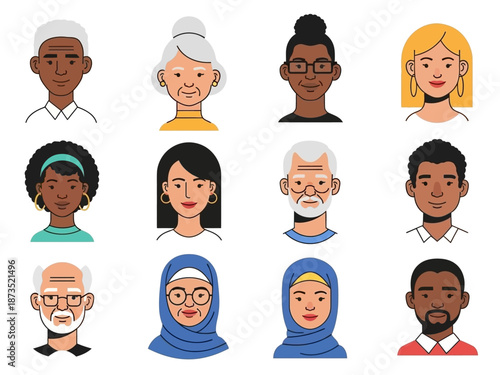 Diverse Portraits A Collection of Faces Showcasing Variety in Age, Ethnicity, and Expression