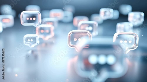 Wallpaper Mural SNSをイメージした透明感のあるたくさんの吹き出し Torontodigital.ca